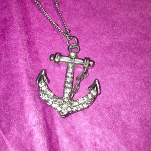 Ships anchor necklace with rhinestones